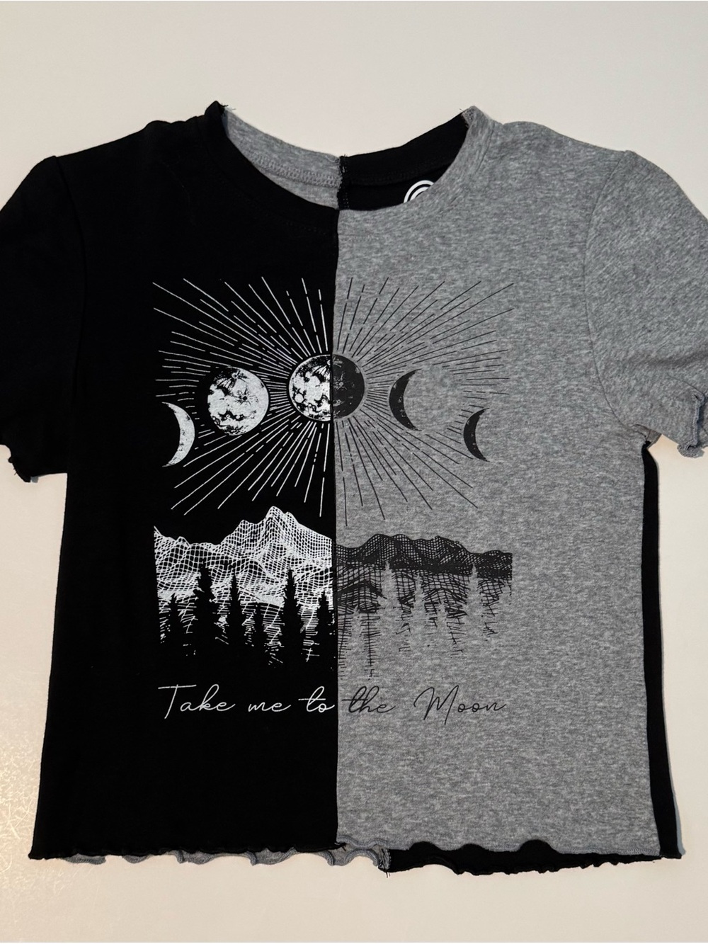 Social Culture Two-Tone Cropped Moon Phase Graphic Tee